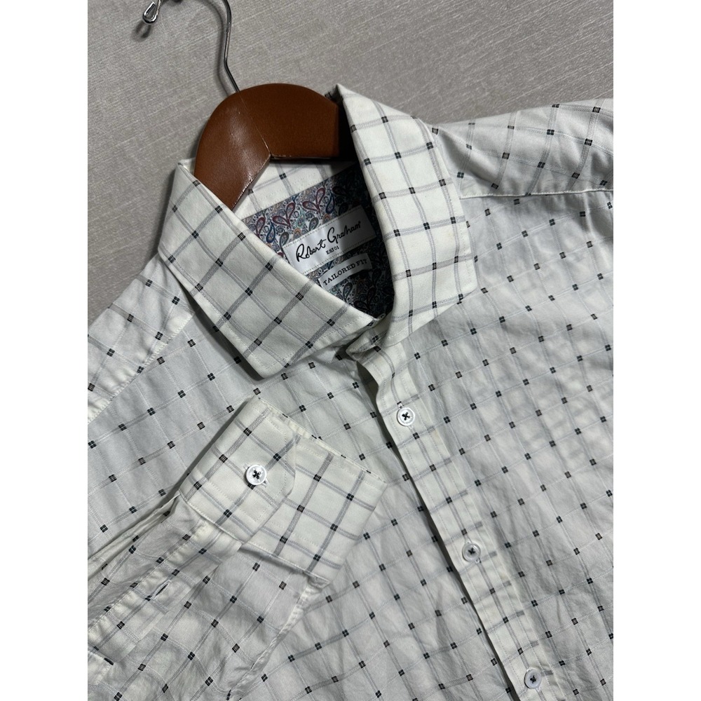 Robert Graham Long Sleeve Button Up Long Sleeve Shirt Men's 43/17 White Tailored